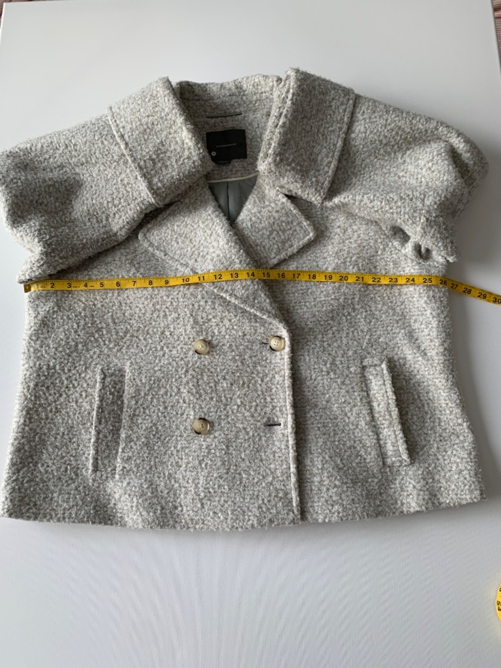 Anthropologie Bouclé Short Coat Oversized Jacket Double Breasted Women's size L - Picture 8 of 14